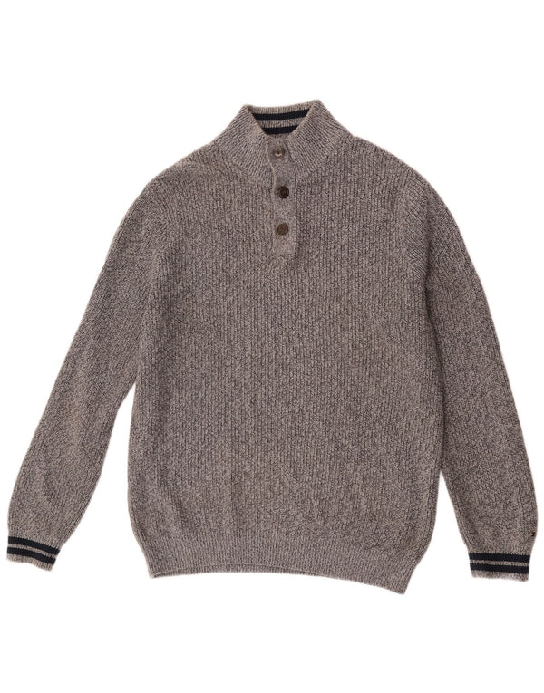 Maglione da uomo Tommy Hilfiger con bottoni e collo XL in cotone grigio