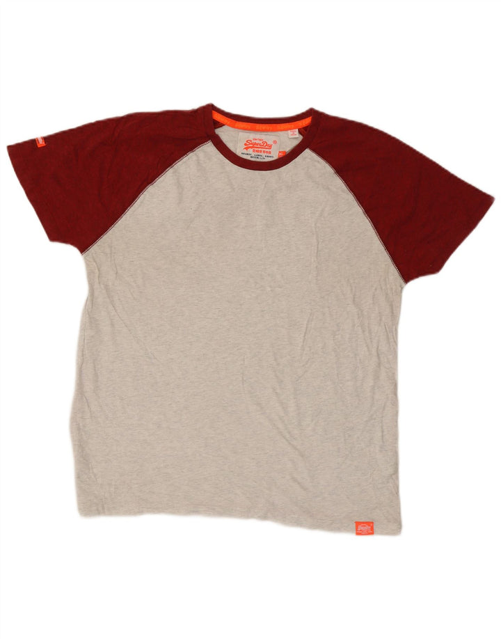 T-shirt da uomo Superdry Top XL in cotone color block grigio