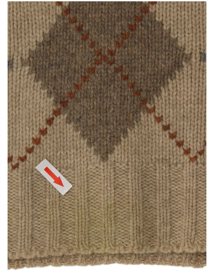 Maglione girocollo da uomo Henry Cottons beige medio a rombi/diamante