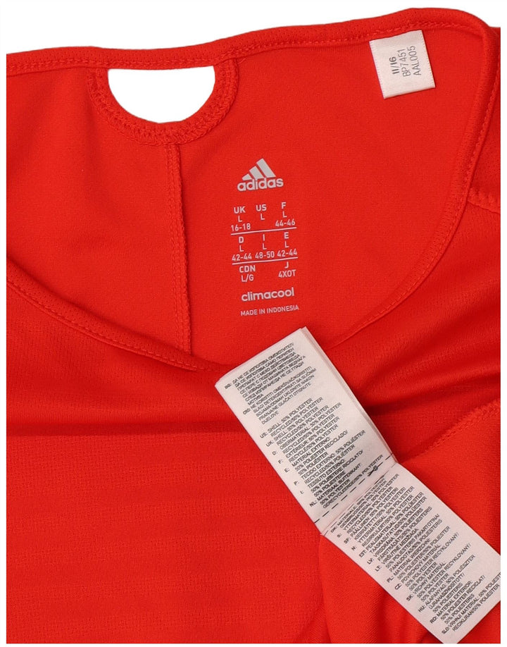 T-shirt Adidas Climacool da donna UK 16/18 Large Arancione Poliestere