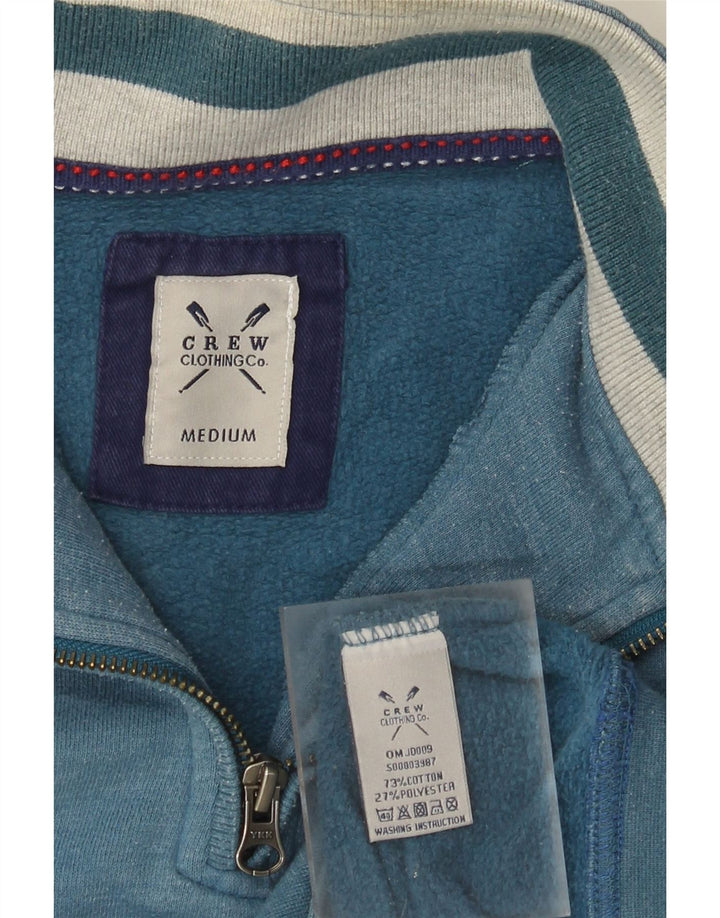 Crew Clothing Felpa con collo con zip da uomo Maglione in cotone blu medio
