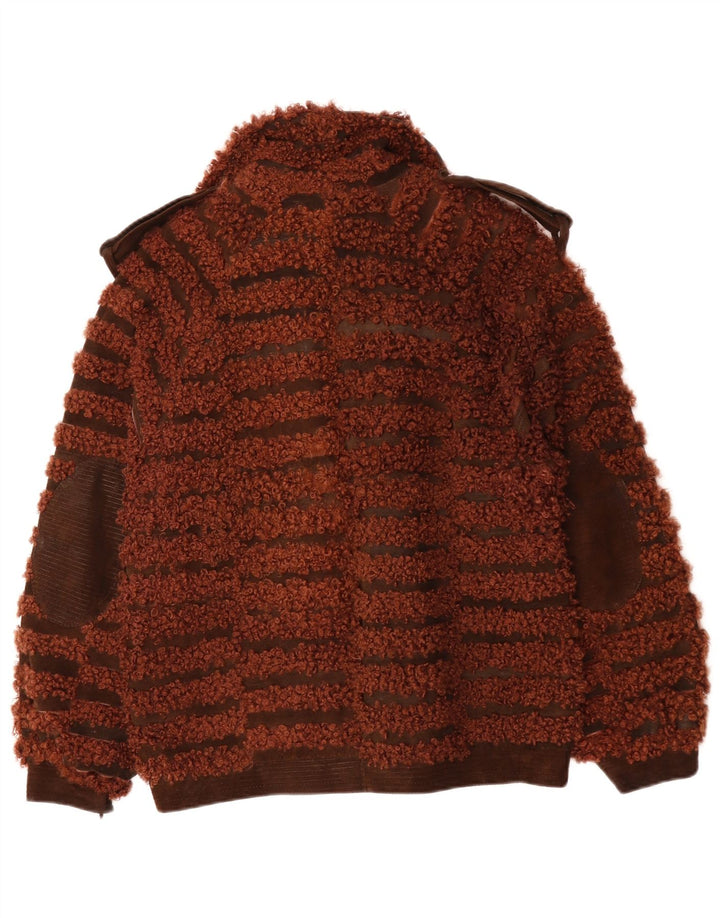 Giubbotto bomber da donna VINTAGE UK 16 grande a righe marroni