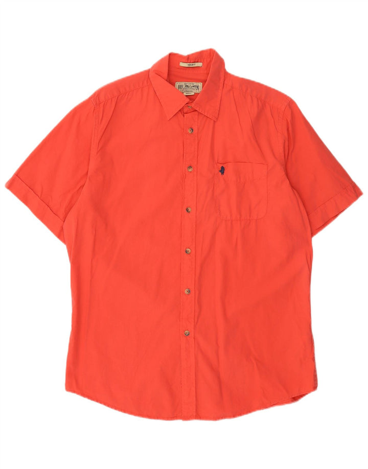 Camicia da uomo a maniche corte Regular Fit Marlboro Classics in cotone arancione medio