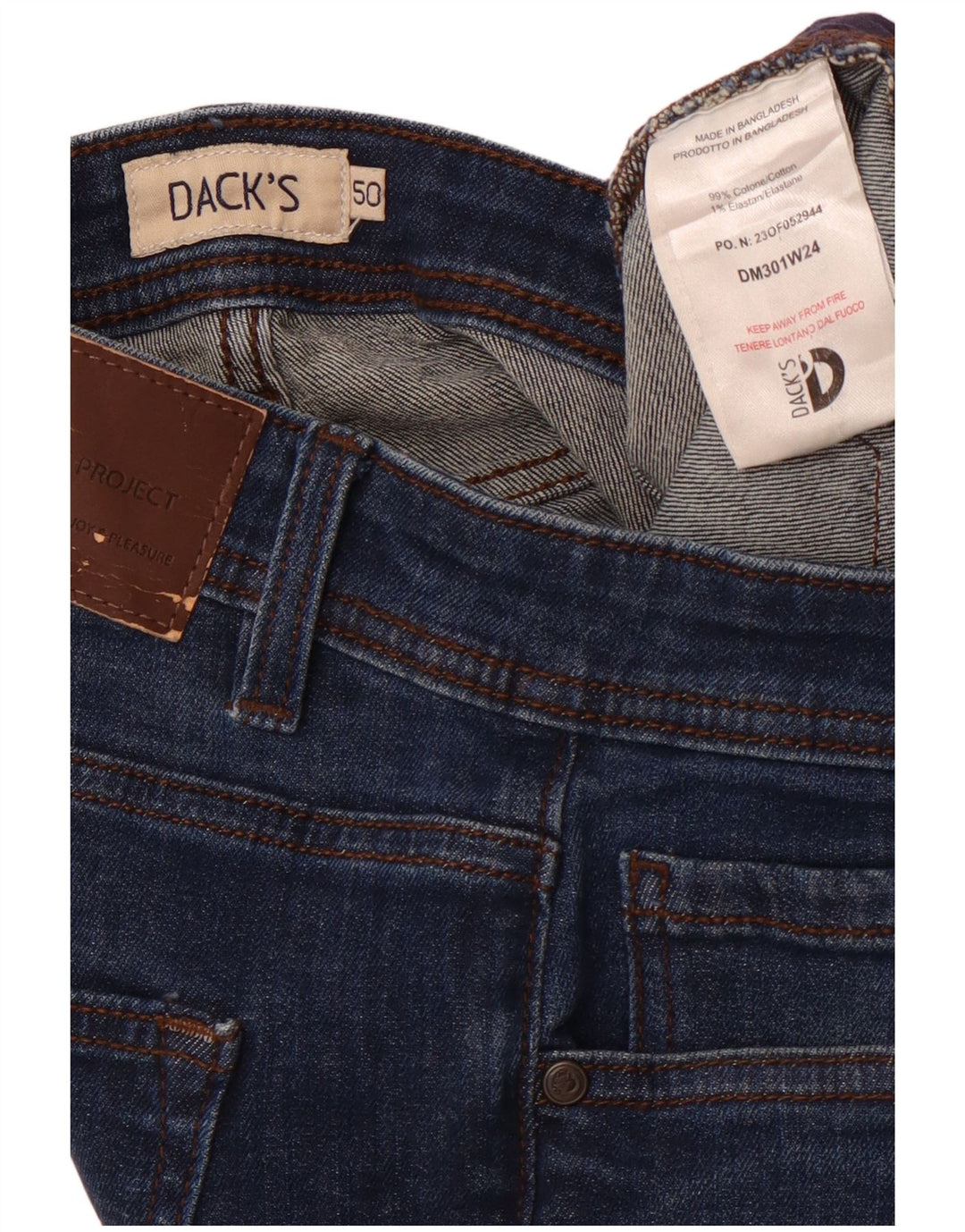Jeans dritti da uomo DACK'S IT 50 Large W34 L31 Cotone blu navy