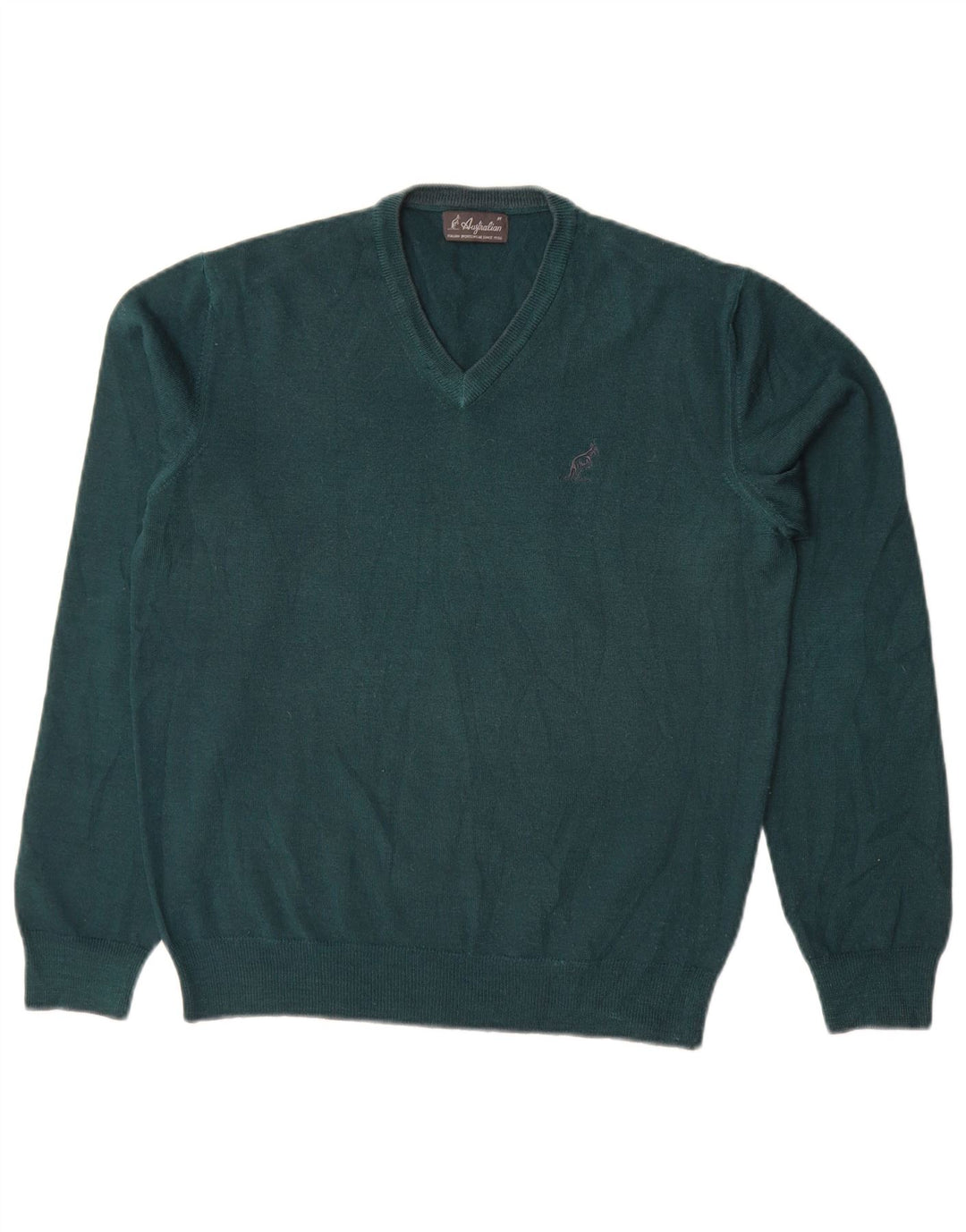 AUSTRALIAN L'ALPINA Maglione da uomo con scollo a V in lana verde medio