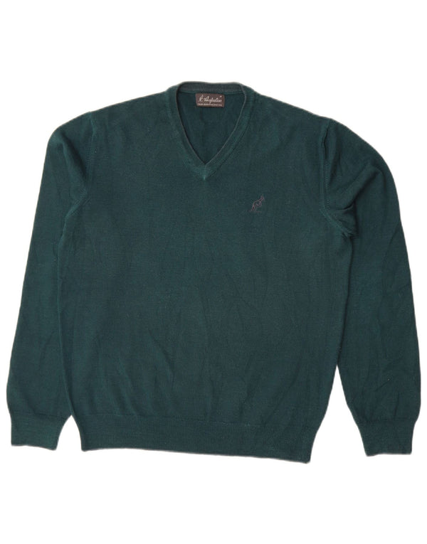 AUSTRALIAN L'ALPINA Maglione da uomo con scollo a V in lana verde medio