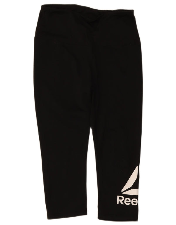 Leggings Capri grafici da donna Reebok UK 12 medio nero