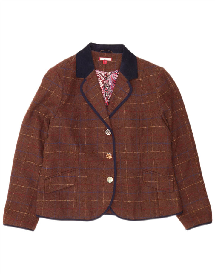 Giacca blazer a 3 bottoni da donna Joe Browns UK 18 XL Poliestere a quadri marrone