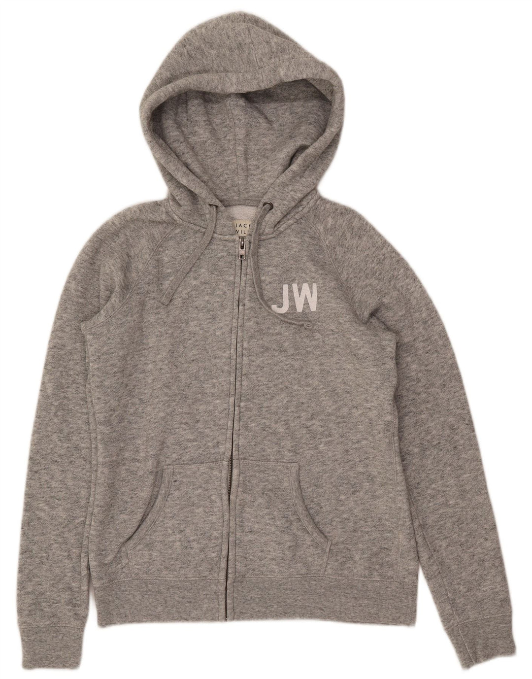 JACK WILLS Maglione con cappuccio e zip da donna UK 14 Grande poliestere screziato grigio