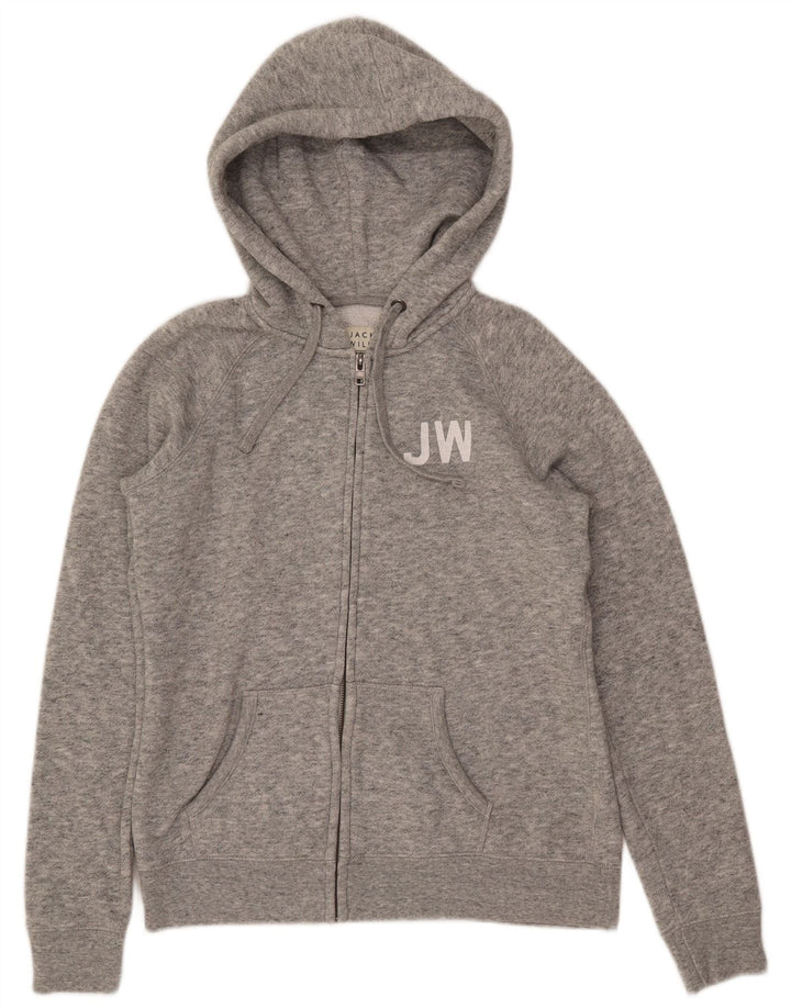JACK WILLS Maglione con cappuccio e zip da donna UK 14 Grande poliestere screziato grigio