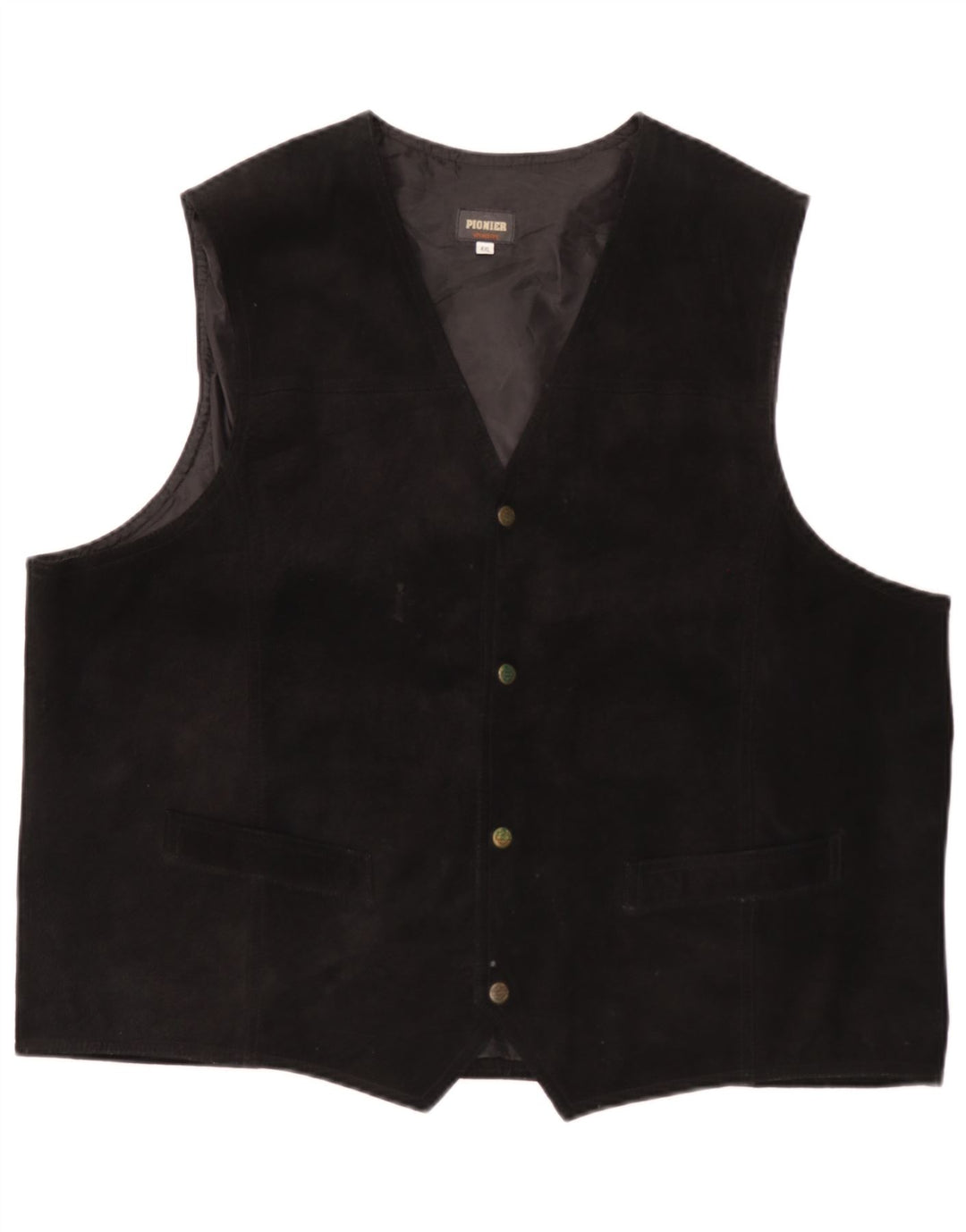 Gilet in pelle scamosciata da uomo Pionier 4XL Nero