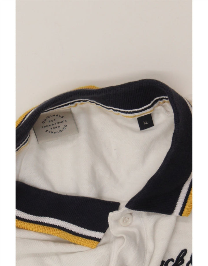 JACK & JONES Mens Polo Shirt XL White Cotton Vintage Jack & Jones and Second-Hand Jack & Jones from Messina Hembry 