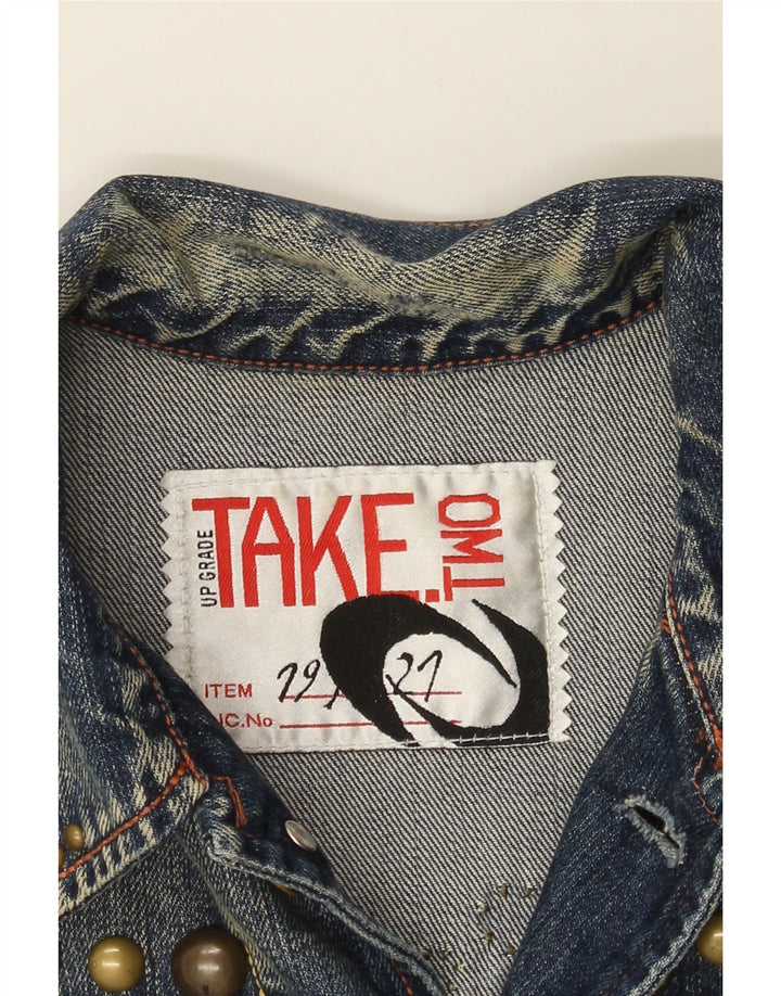 VINTAGE Womens Denim Jacket UK 12 Medium Blue Cotton Vintage Vintage and Second-Hand Vintage from Messina Hembry 