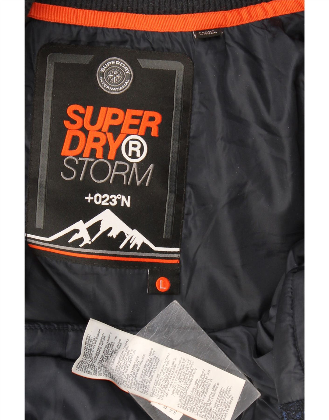Giacca imbottita con cappuccio da uomo Superdry UK 40 Large in poliestere screziato blu navy