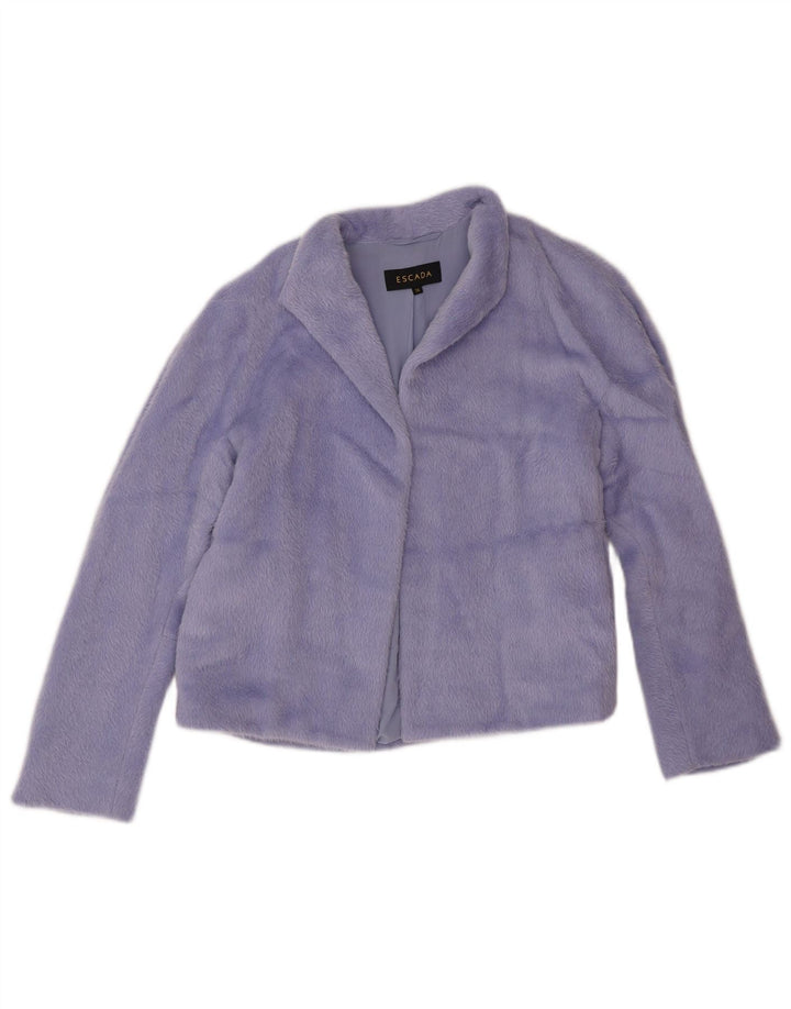 Giacca blazer aperta oversize da donna Escada EU 36 piccola lana di alpaca viola