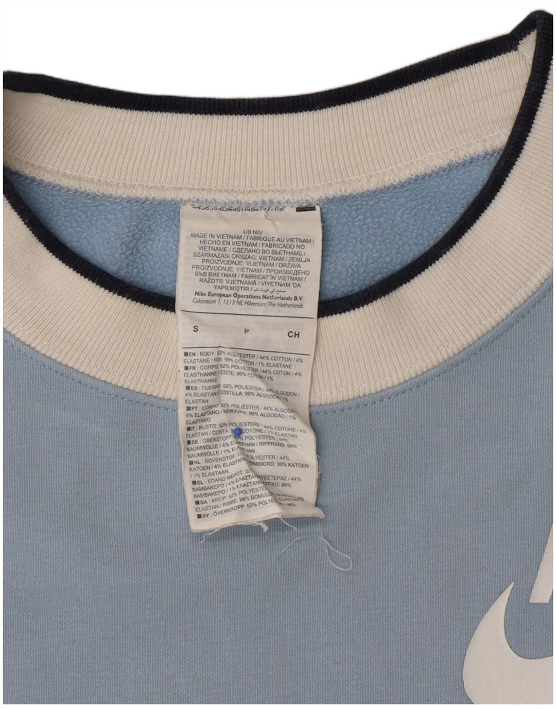 NIKE Womens Oversized Crop Graphic Sweatshirt Jumper UK 10 Small Blue