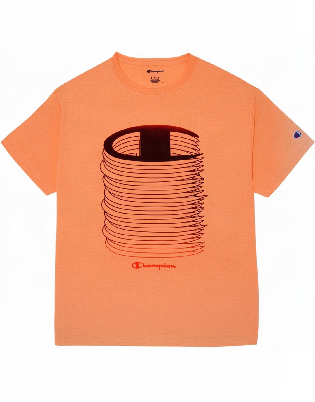 T-shirt grafica da uomo Champion Top Large in cotone arancione
