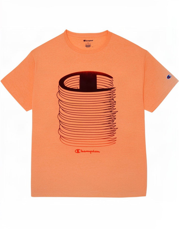 T-shirt grafica da uomo Champion Top Large in cotone arancione
