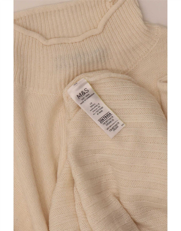 Maglione maglione a collo alto da donna Marks & Spencer UK 10 piccolo Beige