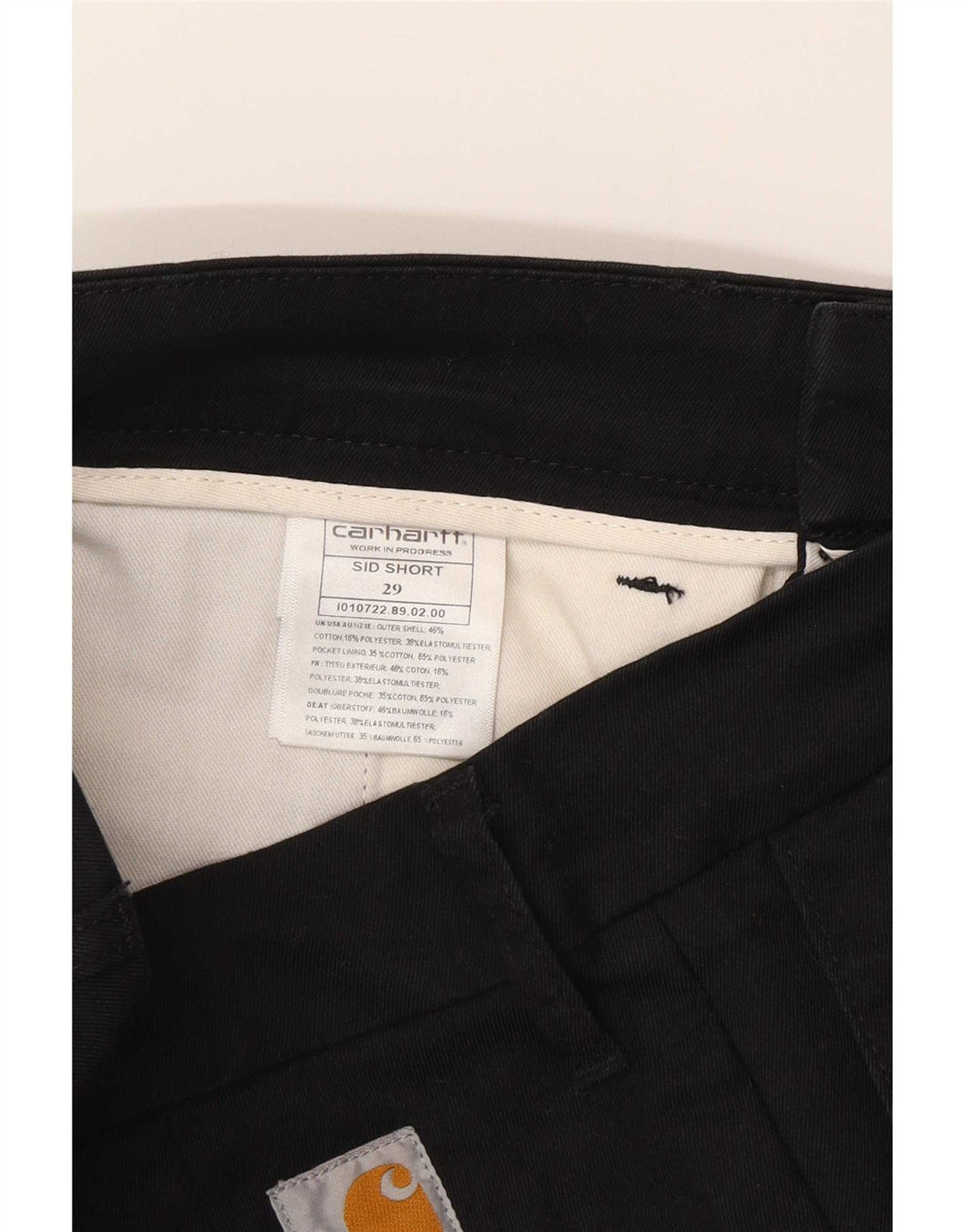 Pantaloncini chino da uomo Carhartt W29 cotone nero medio