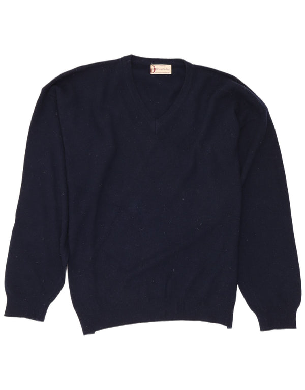 Maglione da uomo con scollo a V Sergio Tacchini 2XL in lana blu navy