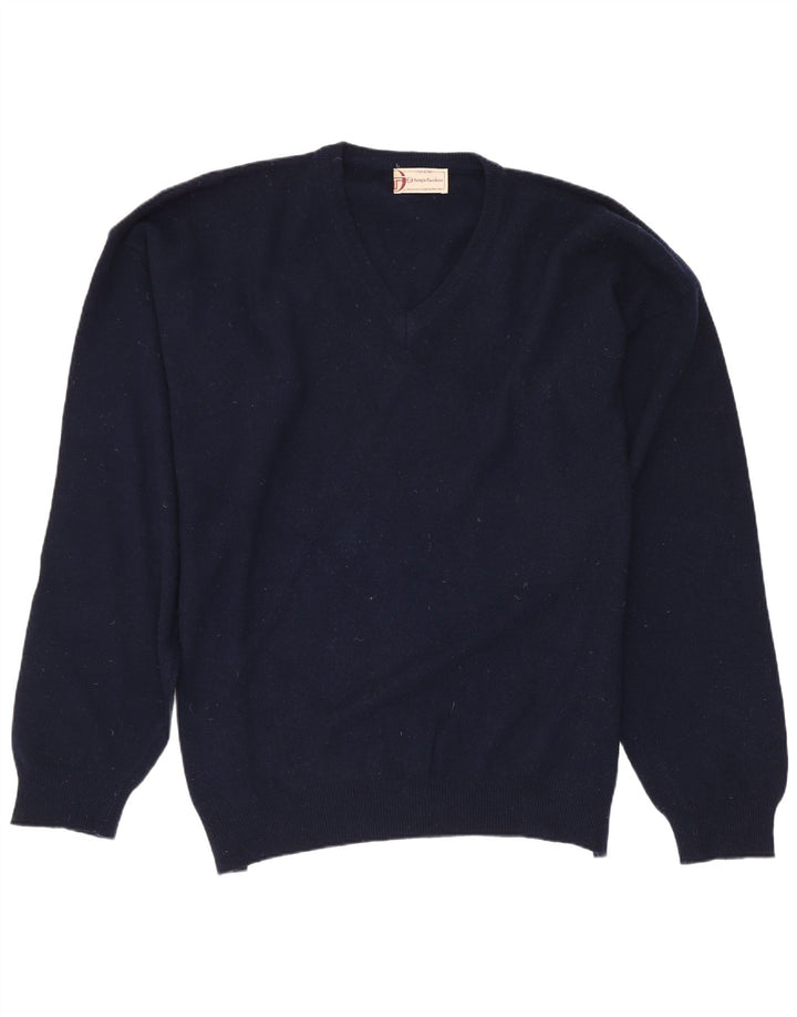 Maglione da uomo con scollo a V Sergio Tacchini 2XL in lana blu navy