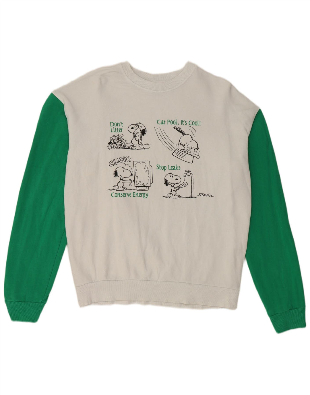 Benetton Uomo Felpa grafica Peanuts Maglione color block bianco medio