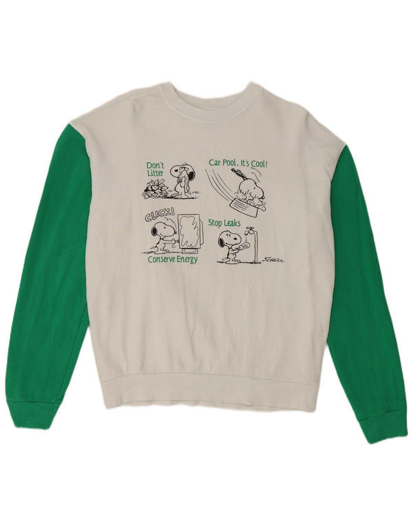 Benetton Uomo Felpa grafica Peanuts Maglione color block bianco medio