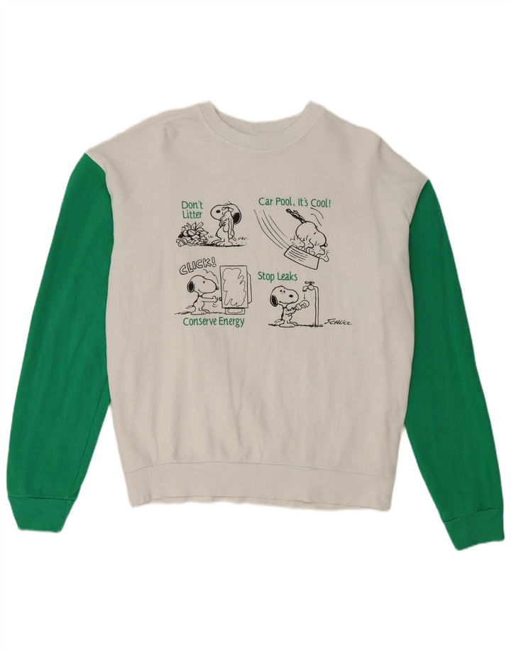 Benetton Uomo Felpa grafica Peanuts Maglione color block bianco medio