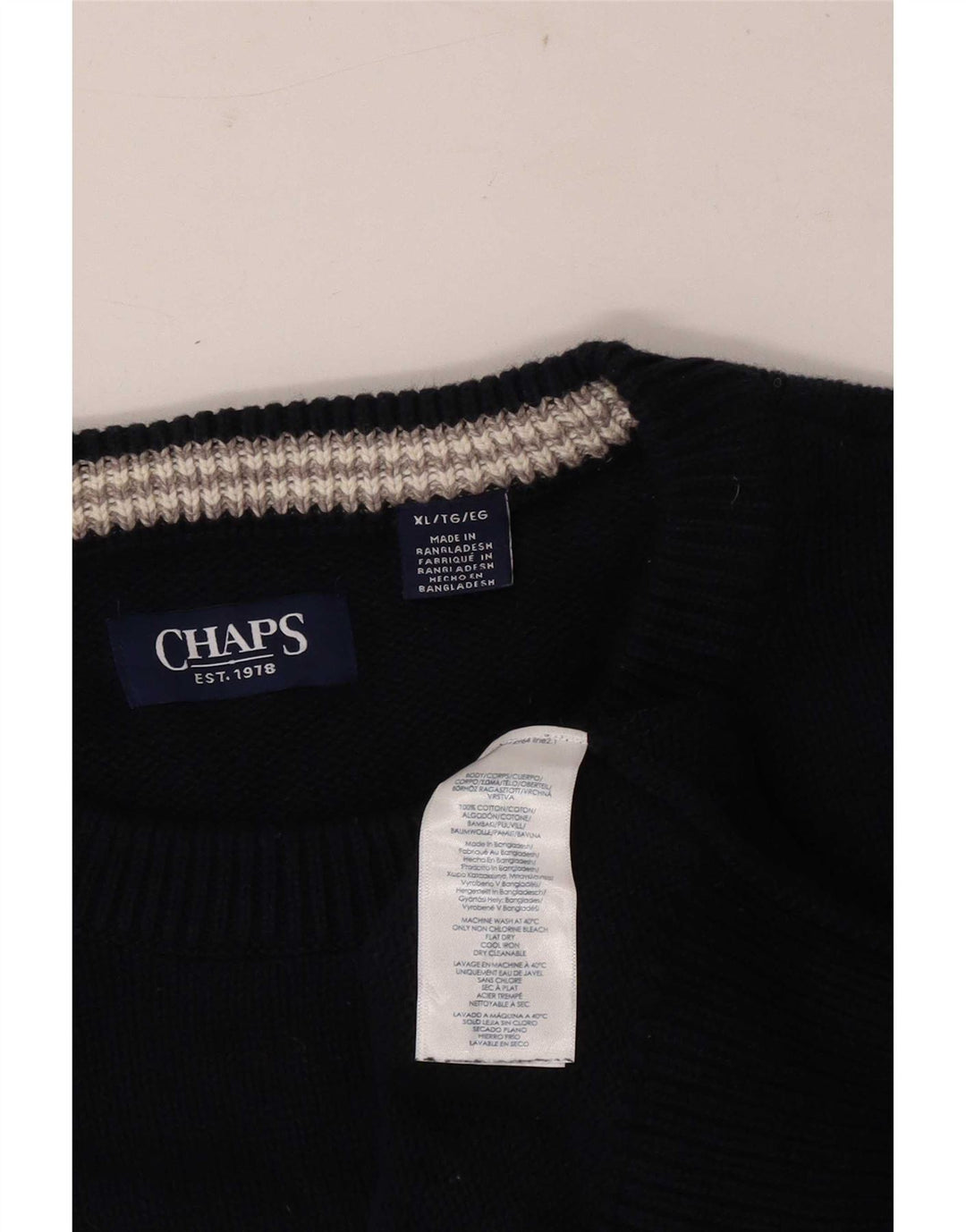 Chaps Uomo Maglione con scollo a barca Maglione XL Cotone blu navy