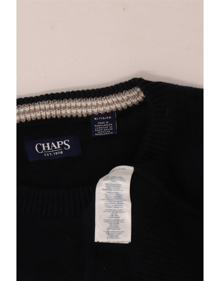 Chaps Uomo Maglione con scollo a barca Maglione XL Cotone blu navy