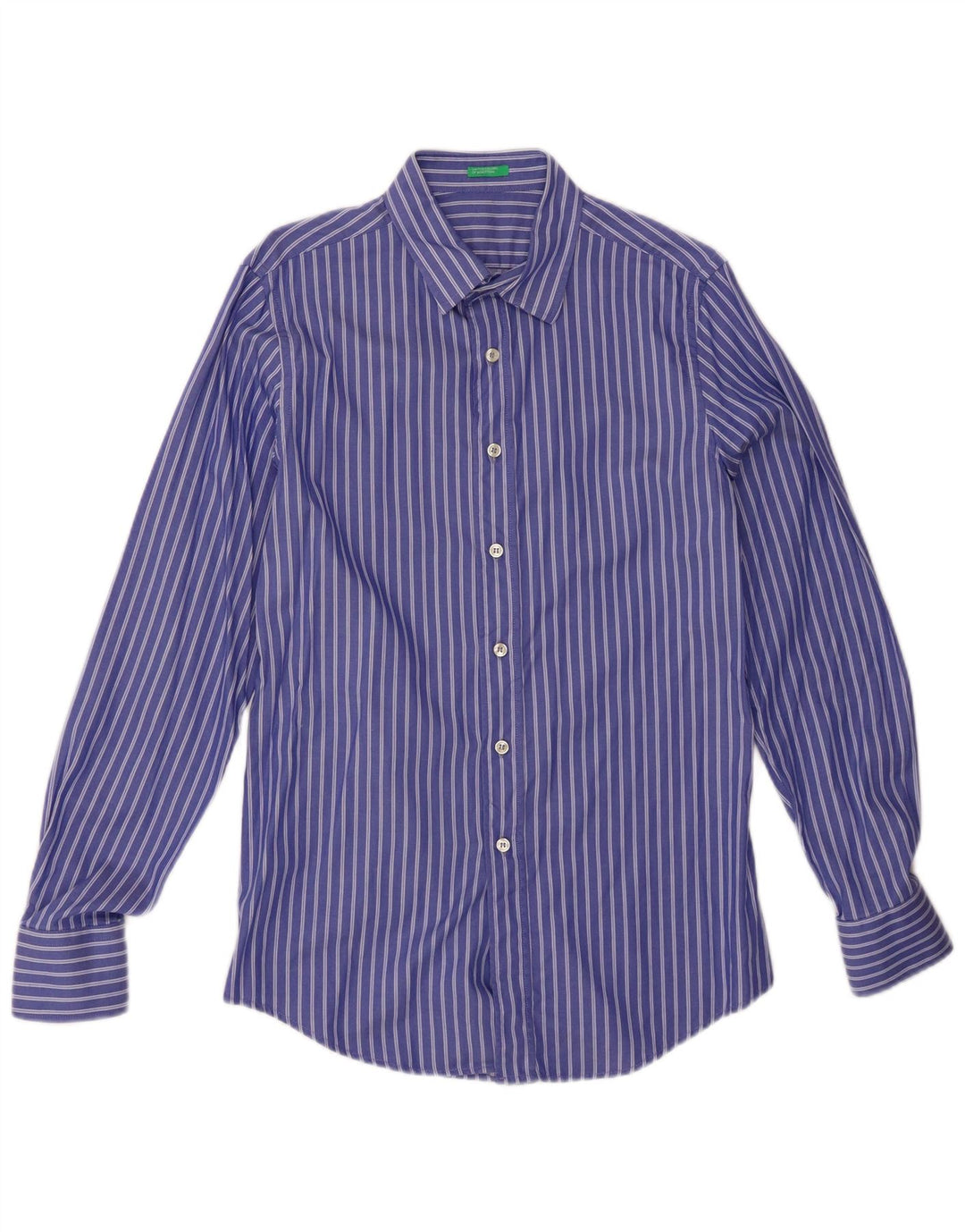 BENETTON Mens Shirt Medium Blue Pinstripe