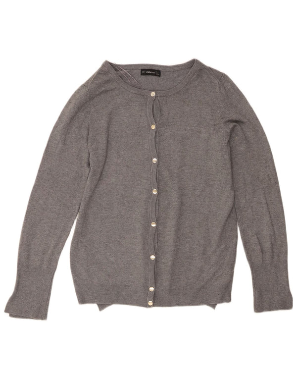 Maglione cardigan da donna Zara UK 14 grande viscosa grigia