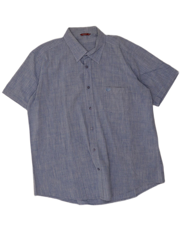 Camicia a maniche corte da uomo Carrera 2XL in cotone blu
