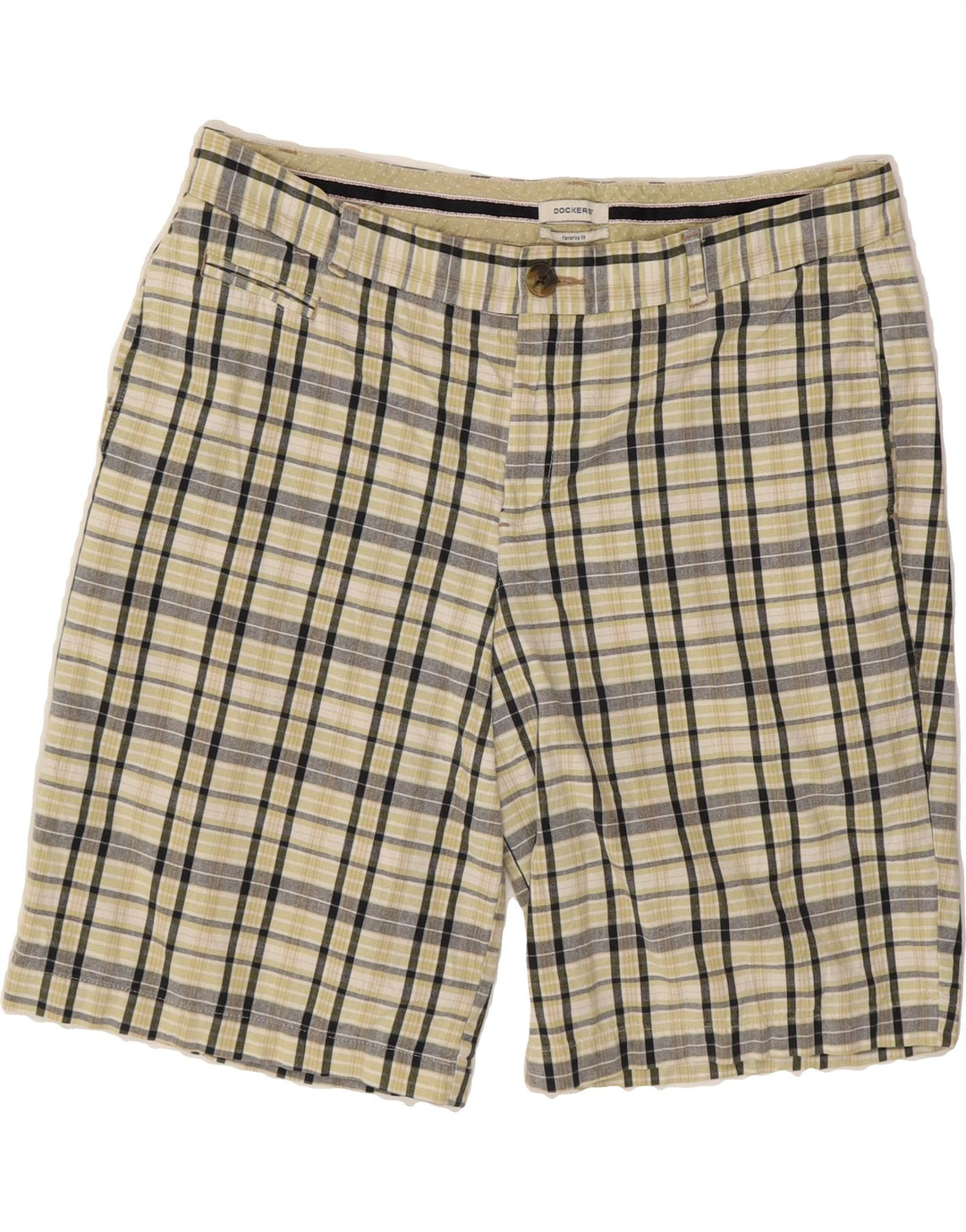 DOCKERS Womens Chino Shorts US 12 Large W34  Beige Check Cotton Vintage Dockers and Second-Hand Dockers from Messina Hembry 
