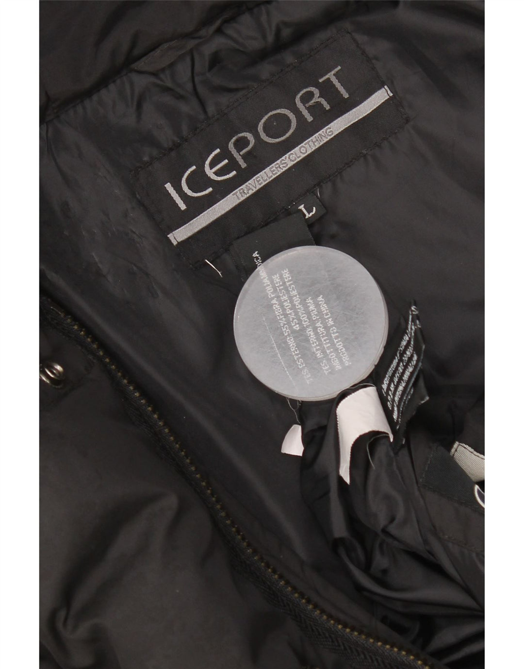 Giacca imbottita con cappuccio da donna Iceport UK 40 Large nera in poliammide