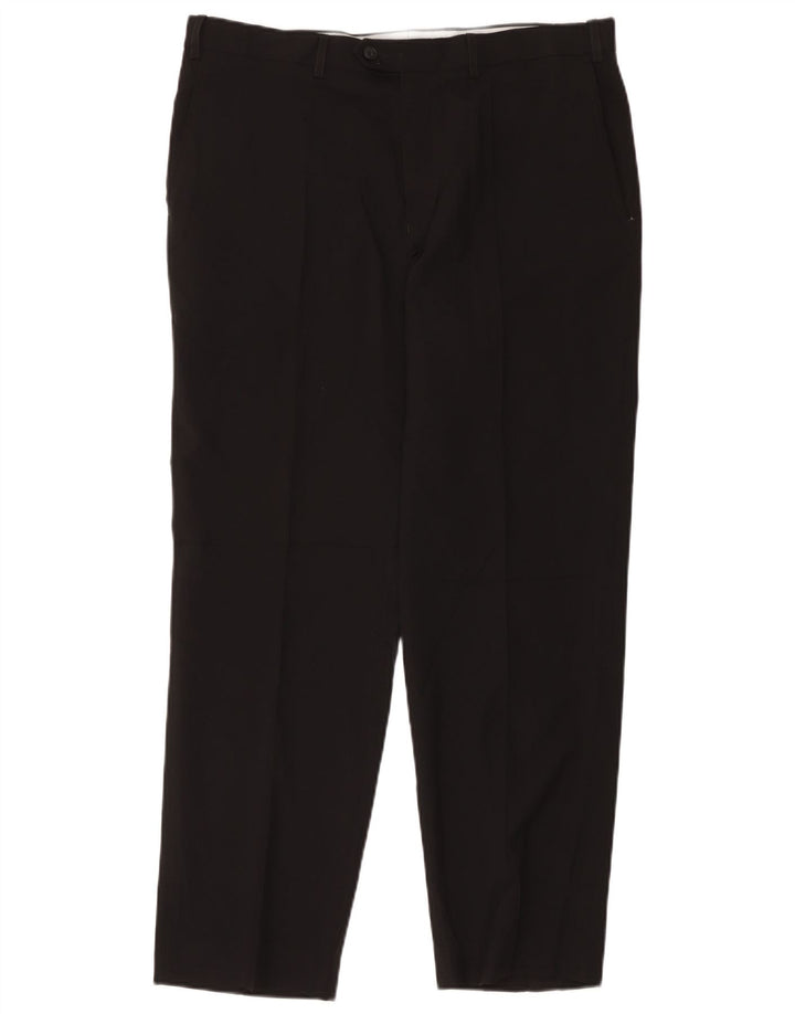 Pantaloni da abito dritti da uomo Marks & Spencer W36 L31 poliestere nero