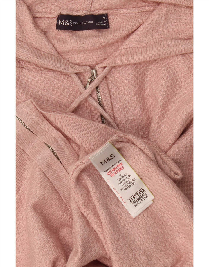Maglione con cappuccio e zip da donna Marks & Spencer UK 14 Viscosa rosa medio