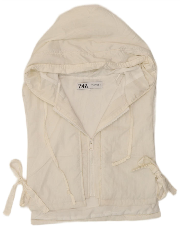 Gilet corto con cappuccio da donna Zara UK 10 piccolo bianco