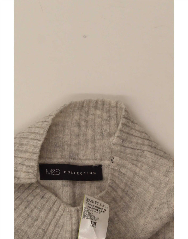 Maglione maglione a collo alto da donna Marks & Spencer UK 10 piccolo grigio
