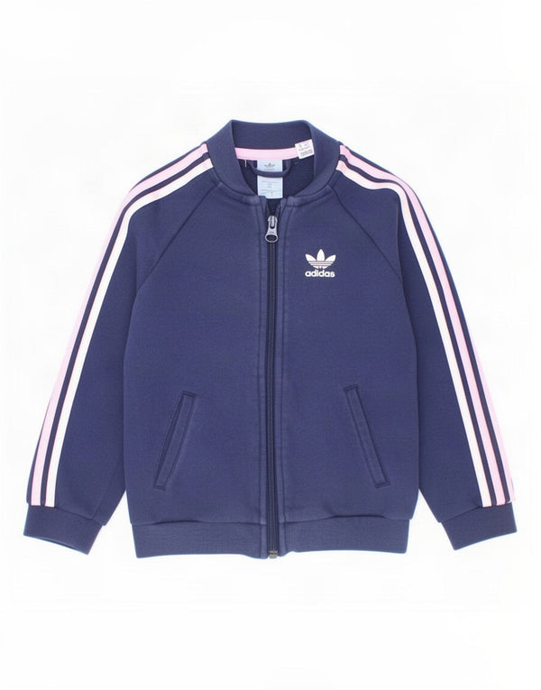 Giacca Top della Tuta da Bambina Adidas 3-4 Anni in Cotone Blu Navy