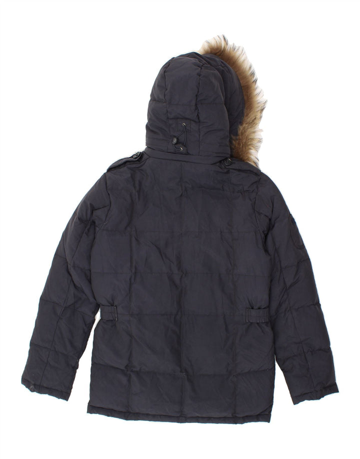 CANADIENS Boys Hooded Padded Jacket 15-16 Years Navy Blue Polyester Vintage Canadiens and Second-Hand Canadiens from Messina Hembry 