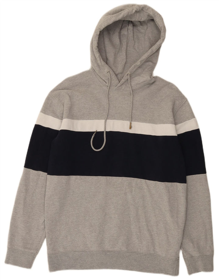 Maglia con cappuccio da uomo Zara in cotone color block grigio medio