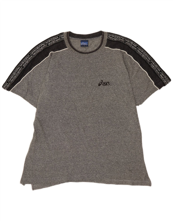 T-shirt grafica ASICS da uomo, taglia grande, in cotone color block grigio