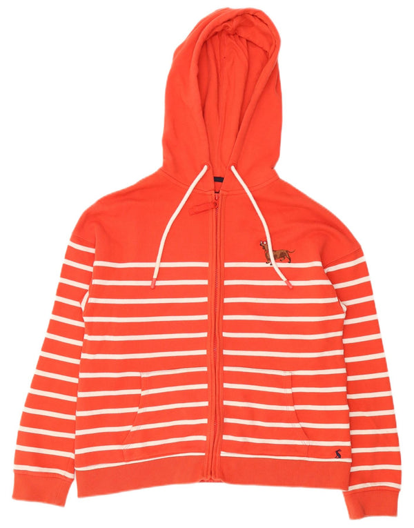 Joules Maglione con cappuccio e zip da donna UK 10 Piccolo cotone a righe arancioni