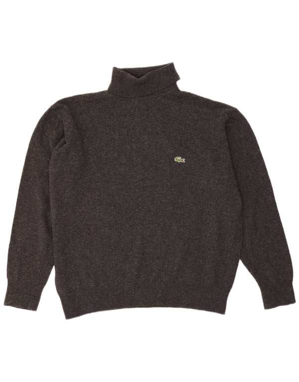 Maglione maglione da uomo a collo alto Lacoste taglia 6 XL lana d'agnello grigia
