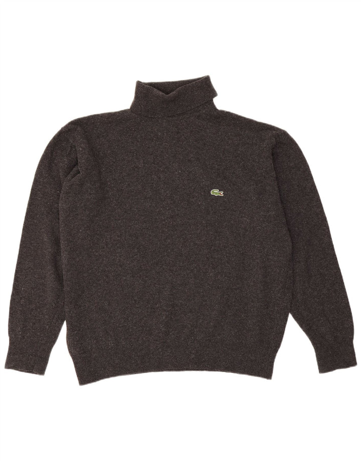 Maglione maglione da uomo a collo alto Lacoste taglia 6 XL lana d'agnello grigia