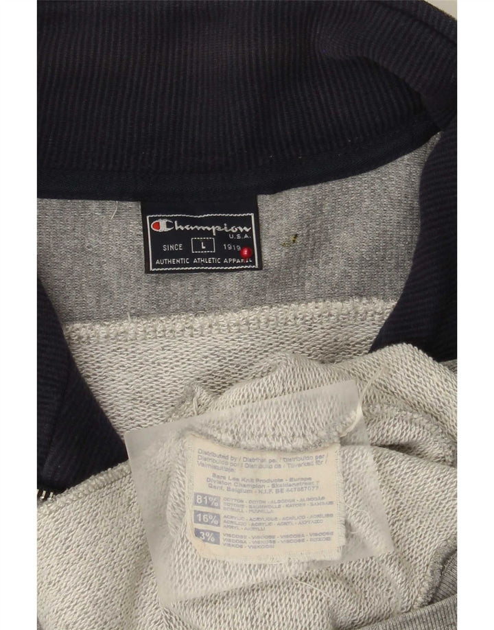 Giacca da tuta da uomo Champion, grande, in cotone color block grigio
