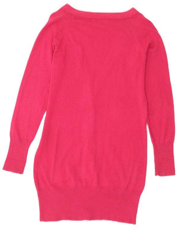 Maglione cardigan lungo da donna Zara UK 14 grande cotone rosa
