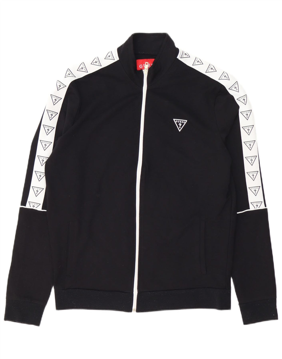Giacca da ginnastica GUESS da uomo con grafica, piccola, in rayon color block nero